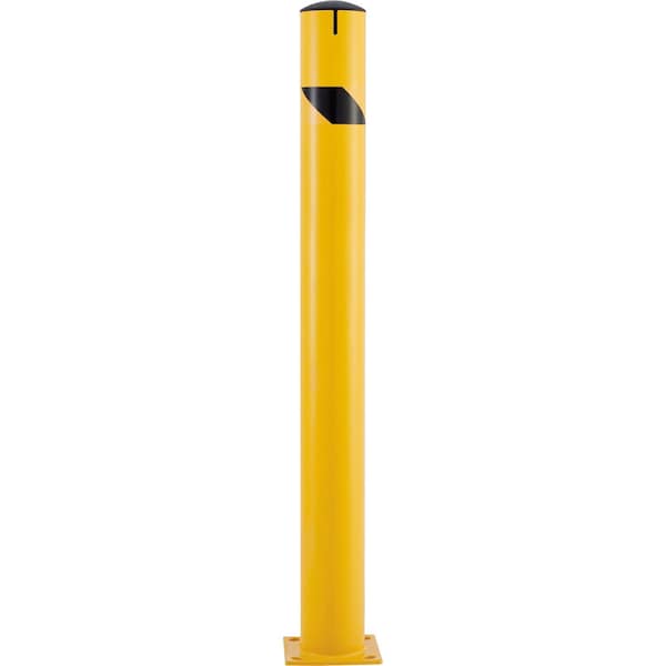 Global Industrial Steel Bollard w/Chain Slots & Removable Cap, 5-1/2Dia. x 60H, Yellow 670536M - main